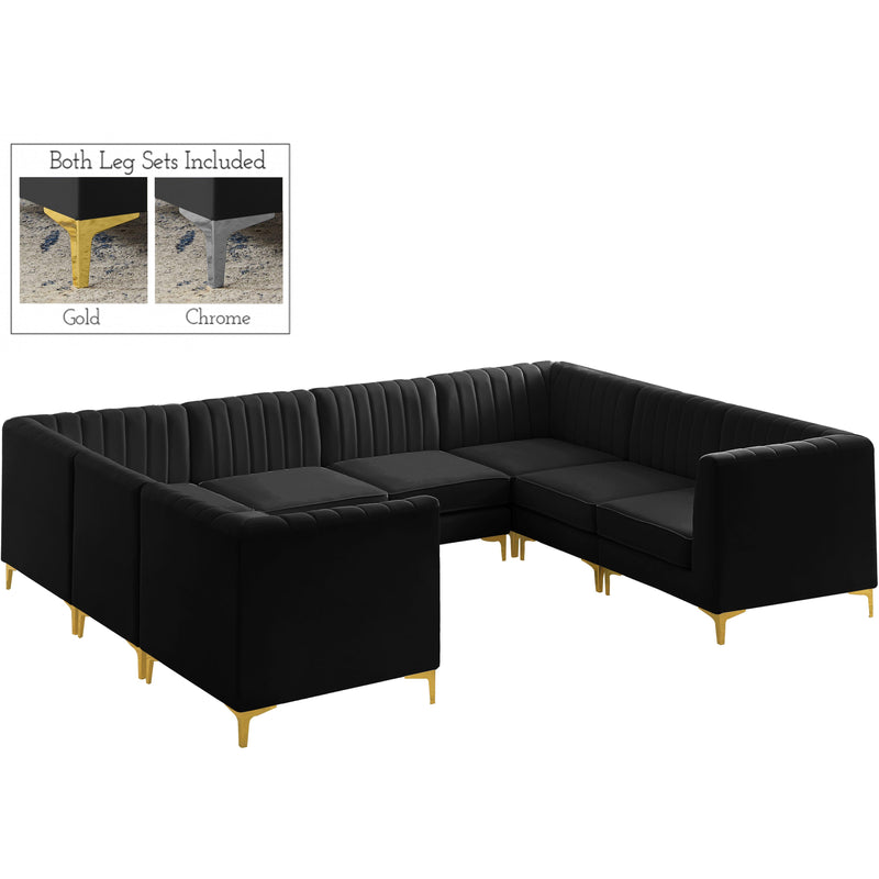 Meridian Alina Black Velvet Modular Sectional IMAGE 3