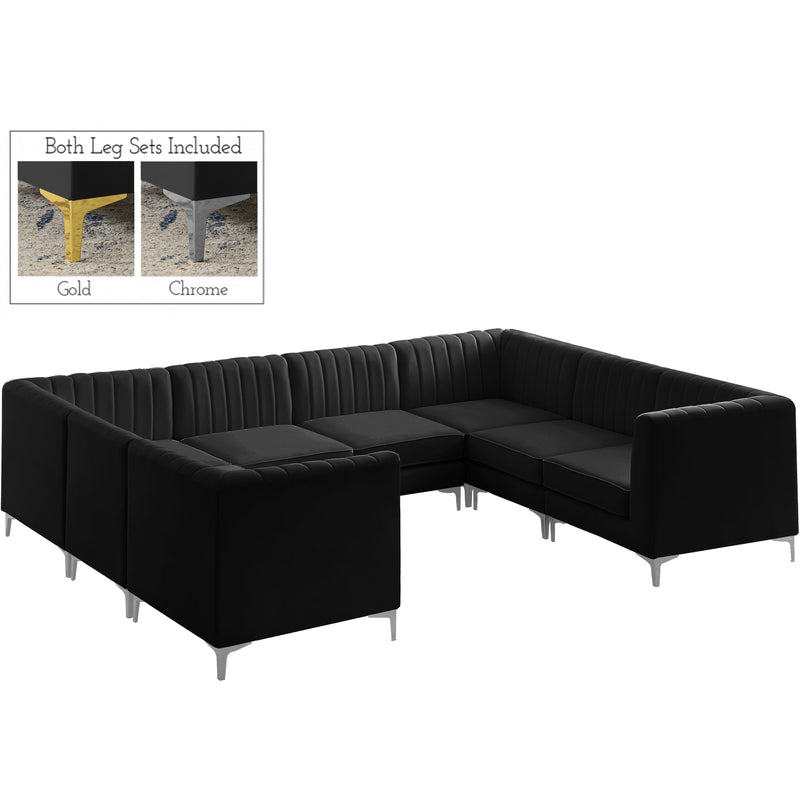 Meridian Alina Black Velvet Modular Sectional IMAGE 4