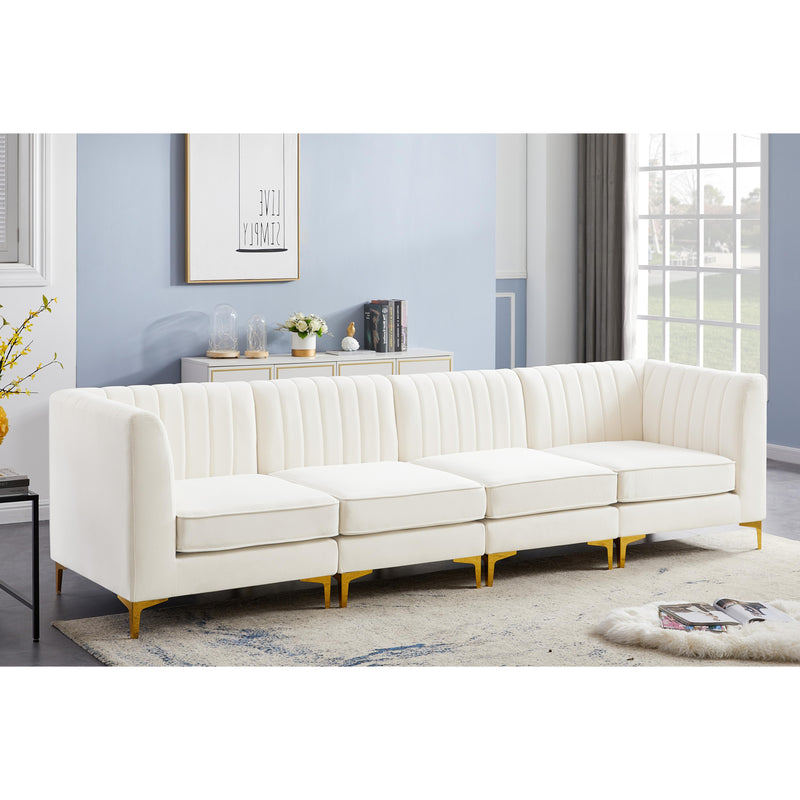 Meridian Alina Cream Velvet Modular Sofa IMAGE 3