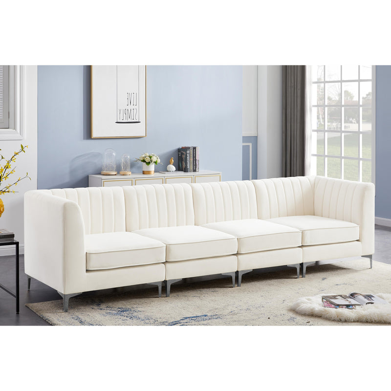 Meridian Alina Cream Velvet Modular Sofa IMAGE 4