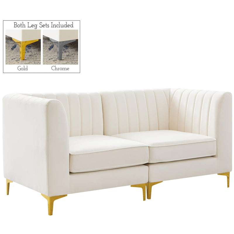 Meridian Alina Cream Velvet Modular Sofa IMAGE 1