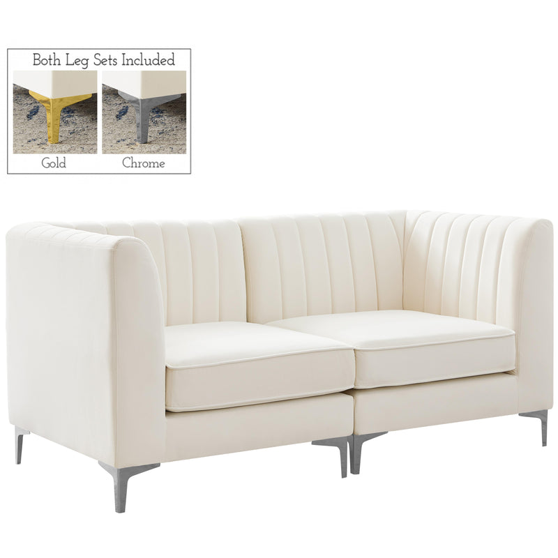 Meridian Alina Cream Velvet Modular Sofa IMAGE 2