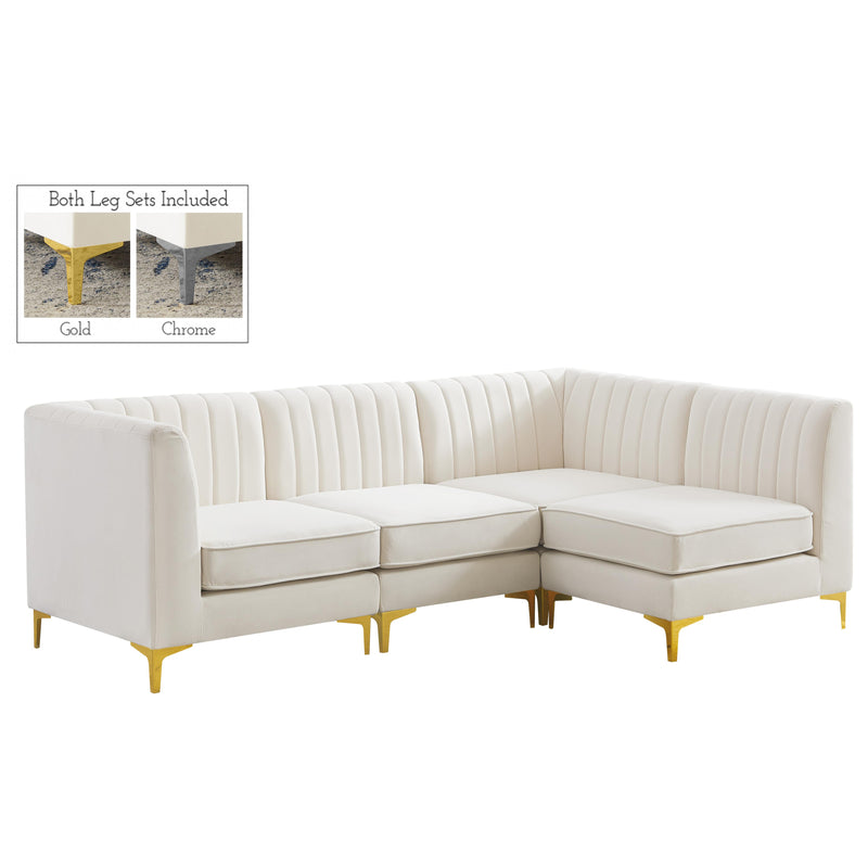 Meridian Alina Cream Velvet Modular Sectional IMAGE 1