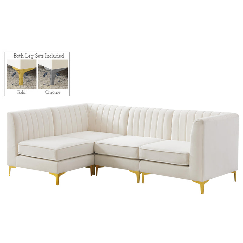 Meridian Alina Cream Velvet Modular Sectional IMAGE 3