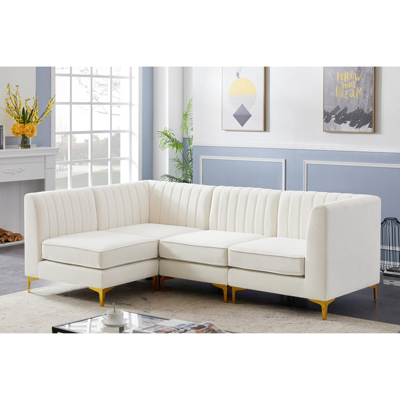 Meridian Alina Cream Velvet Modular Sectional IMAGE 5