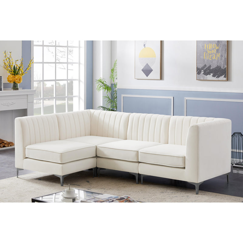 Meridian Alina Cream Velvet Modular Sectional IMAGE 6