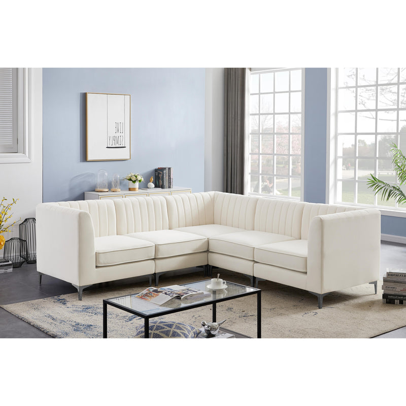 Meridian Alina Cream Velvet Modular Sectional IMAGE 3