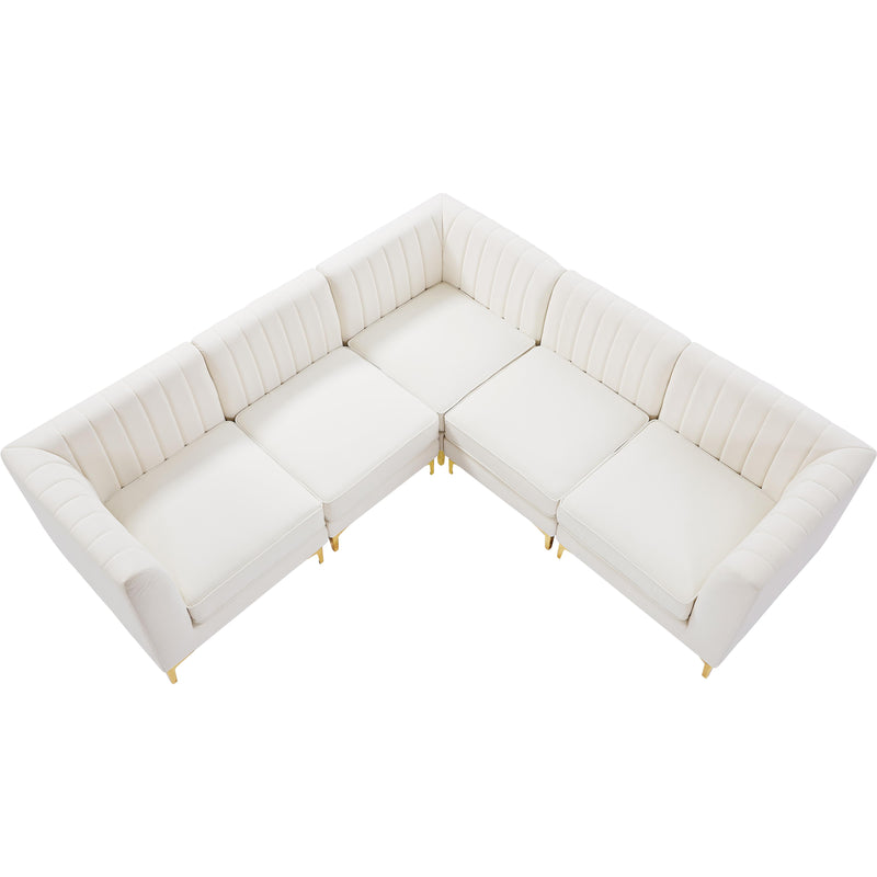 Meridian Alina Cream Velvet Modular Sectional IMAGE 6