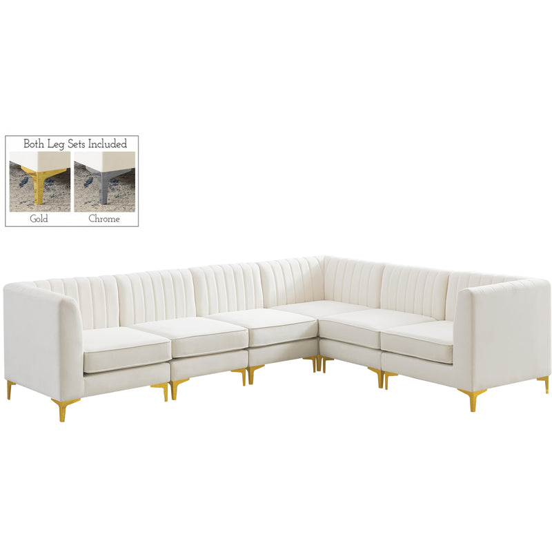 Meridian Alina Cream Velvet Modular Sectional IMAGE 1