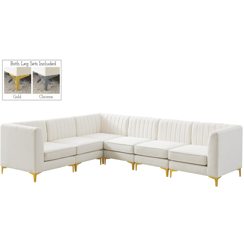 Meridian Alina Cream Velvet Modular Sectional IMAGE 3