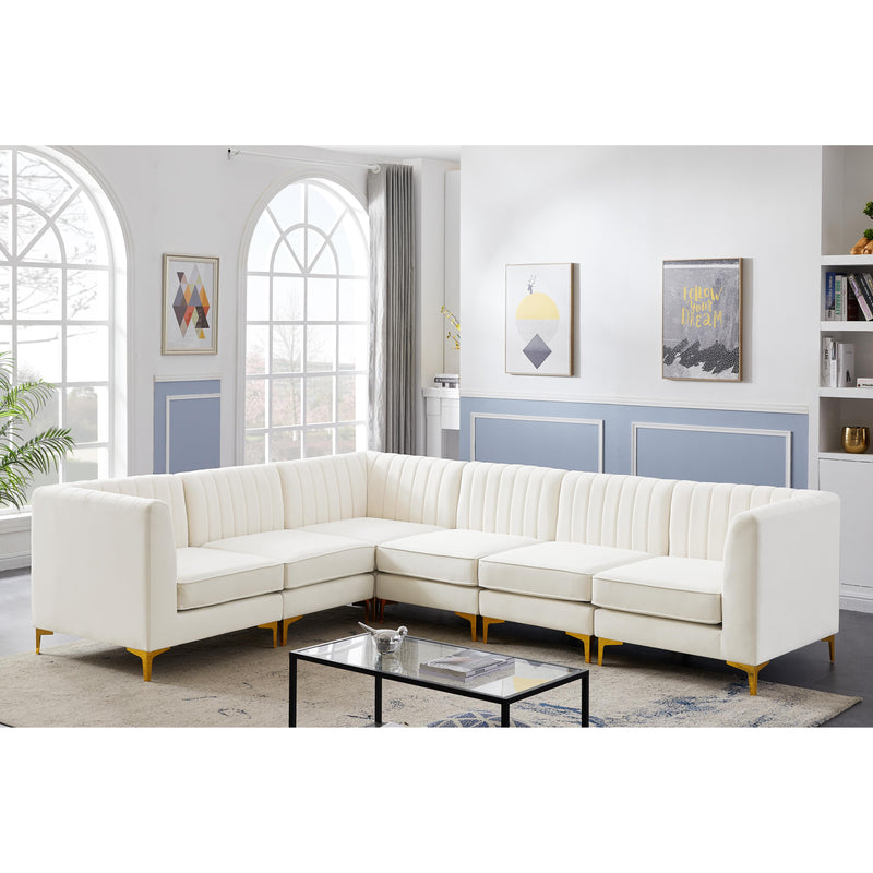 Meridian Alina Cream Velvet Modular Sectional IMAGE 5