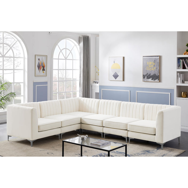 Meridian Alina Cream Velvet Modular Sectional IMAGE 6