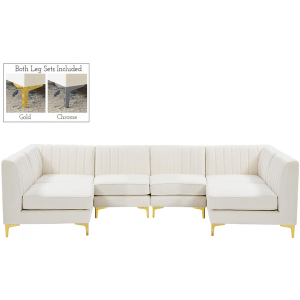 Meridian Alina Cream Velvet Modular Sectional IMAGE 1