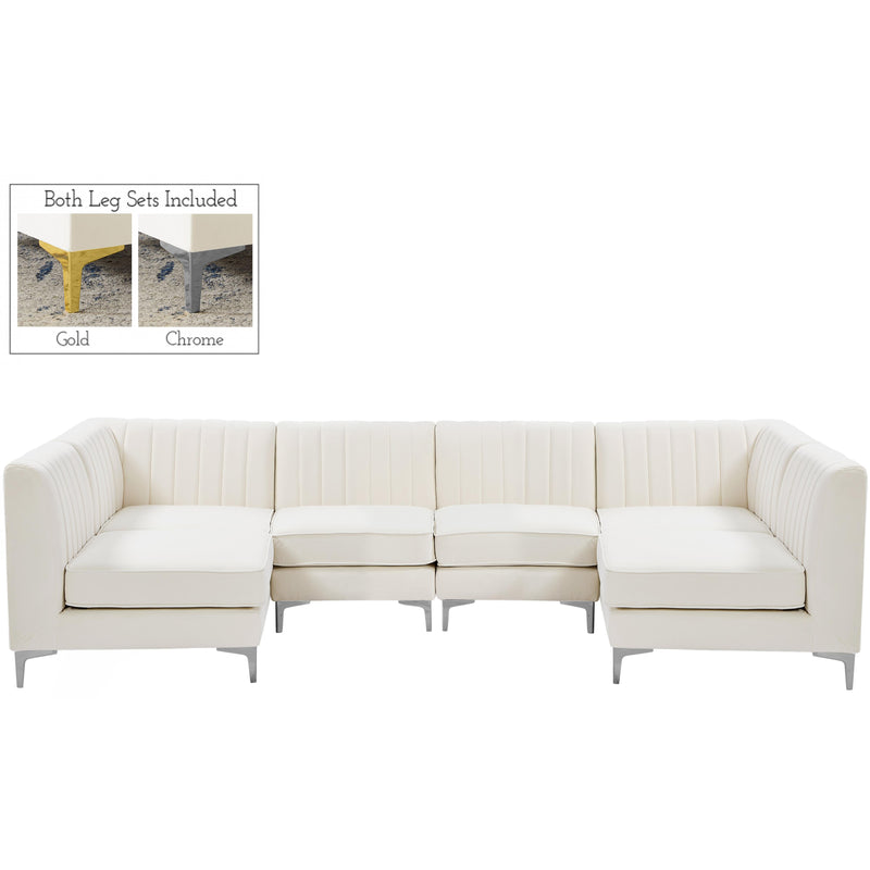 Meridian Alina Cream Velvet Modular Sectional IMAGE 2