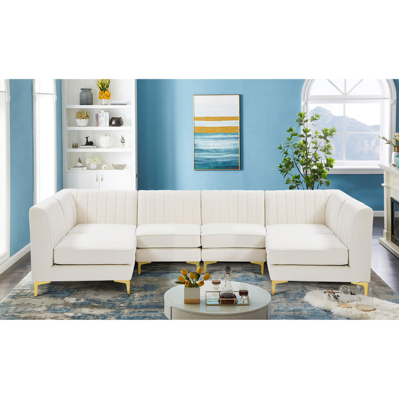 Meridian Alina Cream Velvet Modular Sectional IMAGE 3