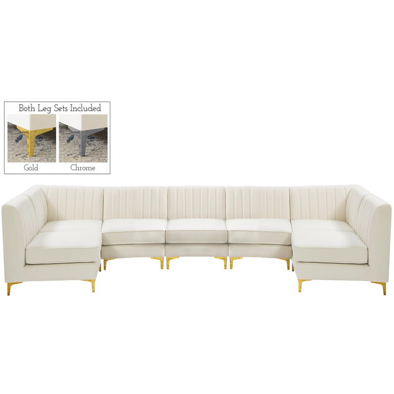 Meridian Alina Cream Velvet Modular Sectional IMAGE 1