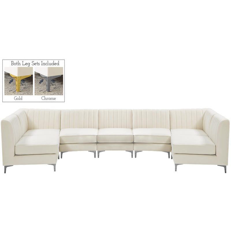 Meridian Alina Cream Velvet Modular Sectional IMAGE 2