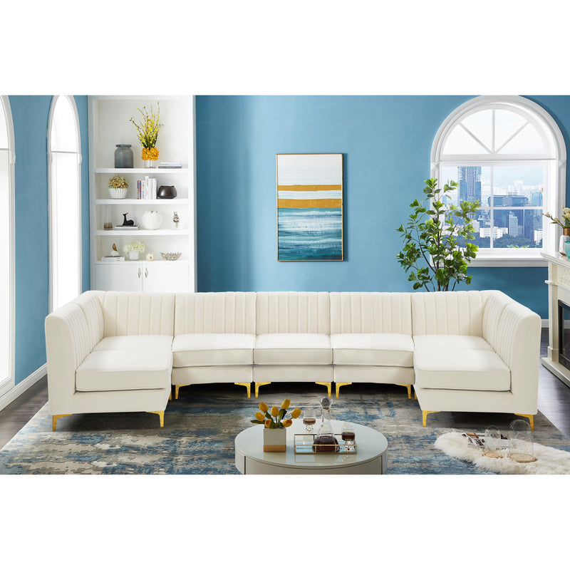 Meridian Alina Cream Velvet Modular Sectional IMAGE 3