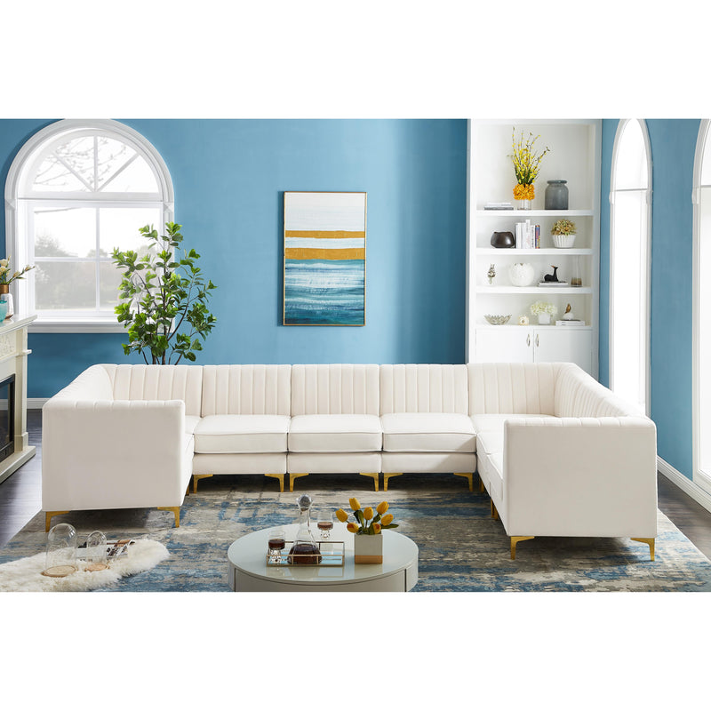 Meridian Alina Cream Velvet Modular Sectional IMAGE 3