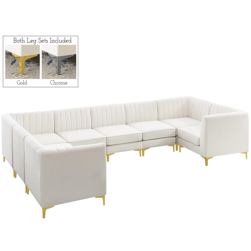 Meridian Alina Cream Velvet Modular Sectional IMAGE 5