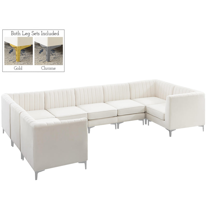 Meridian Alina Cream Velvet Modular Sectional IMAGE 6