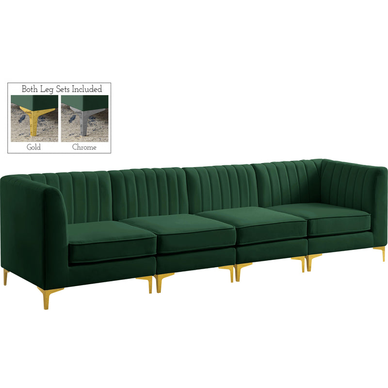 Meridian Alina Green Velvet Modular Sectional IMAGE 1