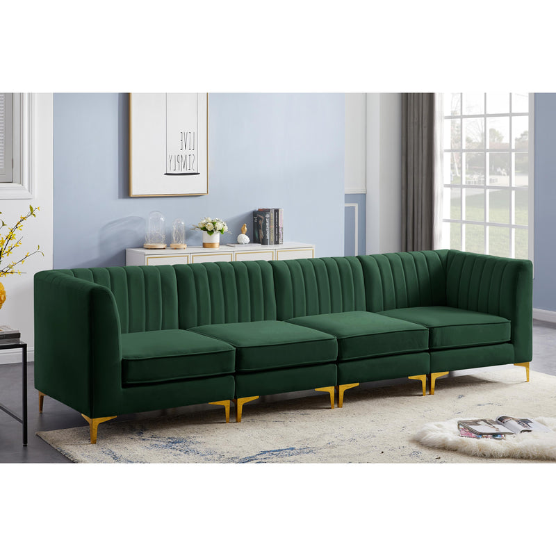 Meridian Alina Green Velvet Modular Sectional IMAGE 3