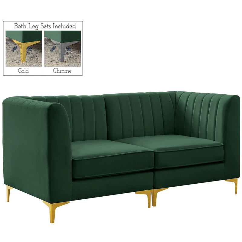 Meridian Alina Green Velvet Modular Sectional IMAGE 1