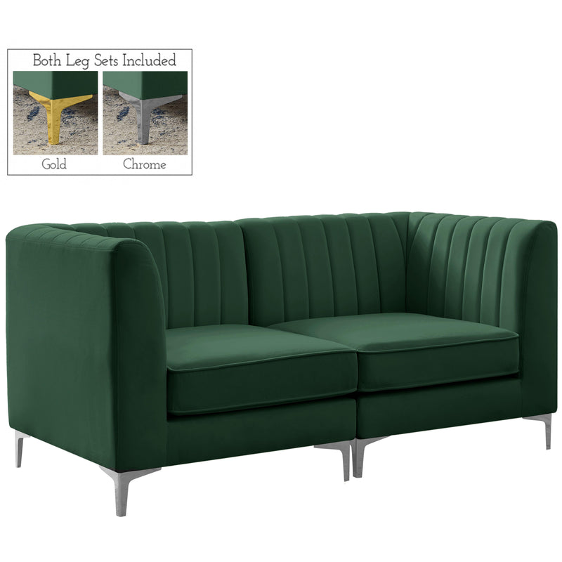 Meridian Alina Green Velvet Modular Sectional IMAGE 2