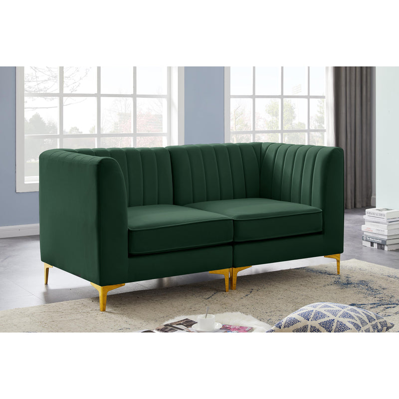 Meridian Alina Green Velvet Modular Sectional IMAGE 3