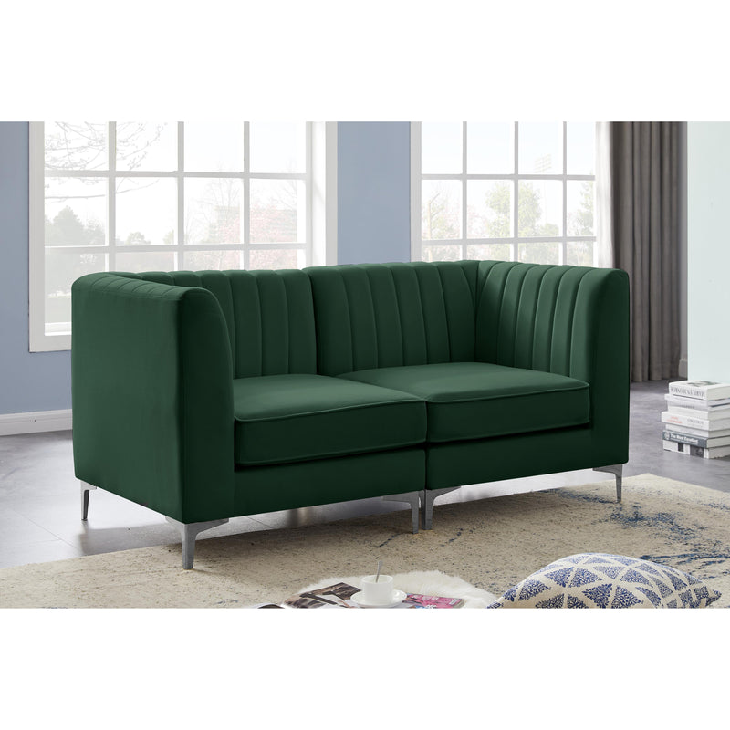 Meridian Alina Green Velvet Modular Sectional IMAGE 4