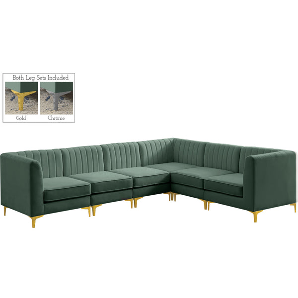 Meridian Alina Green Velvet Modular Sectional IMAGE 1