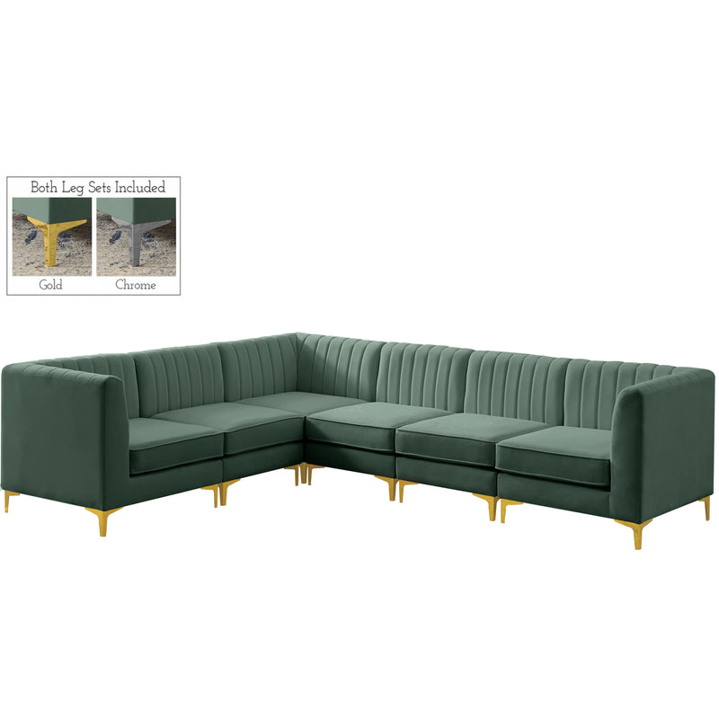 Meridian Alina Green Velvet Modular Sectional IMAGE 3