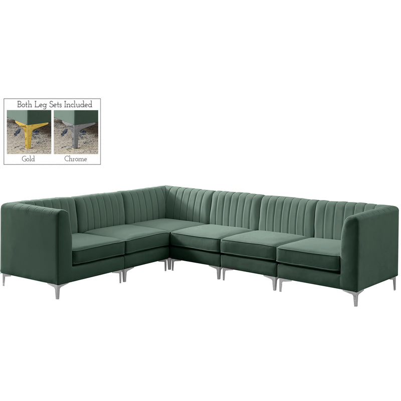 Meridian Alina Green Velvet Modular Sectional IMAGE 4