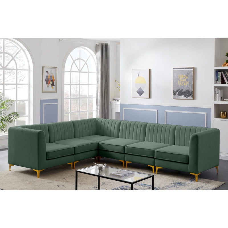 Meridian Alina Green Velvet Modular Sectional IMAGE 5