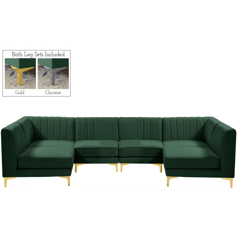 Meridian Alina Green Velvet Modular Sectional IMAGE 1