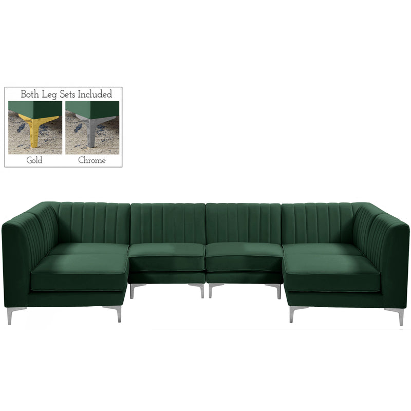 Meridian Alina Green Velvet Modular Sectional IMAGE 2