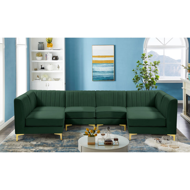 Meridian Alina Green Velvet Modular Sectional IMAGE 3