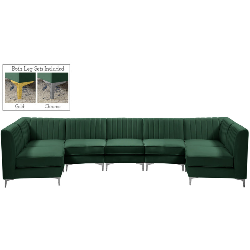 Meridian Alina Green Velvet Modular Sectional IMAGE 2