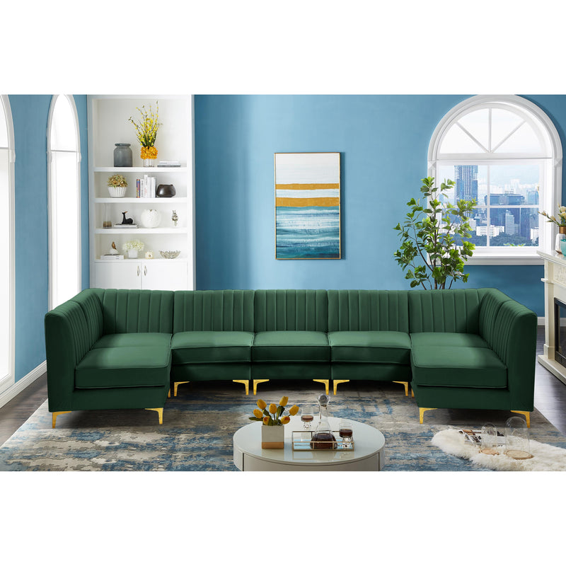 Meridian Alina Green Velvet Modular Sectional IMAGE 3