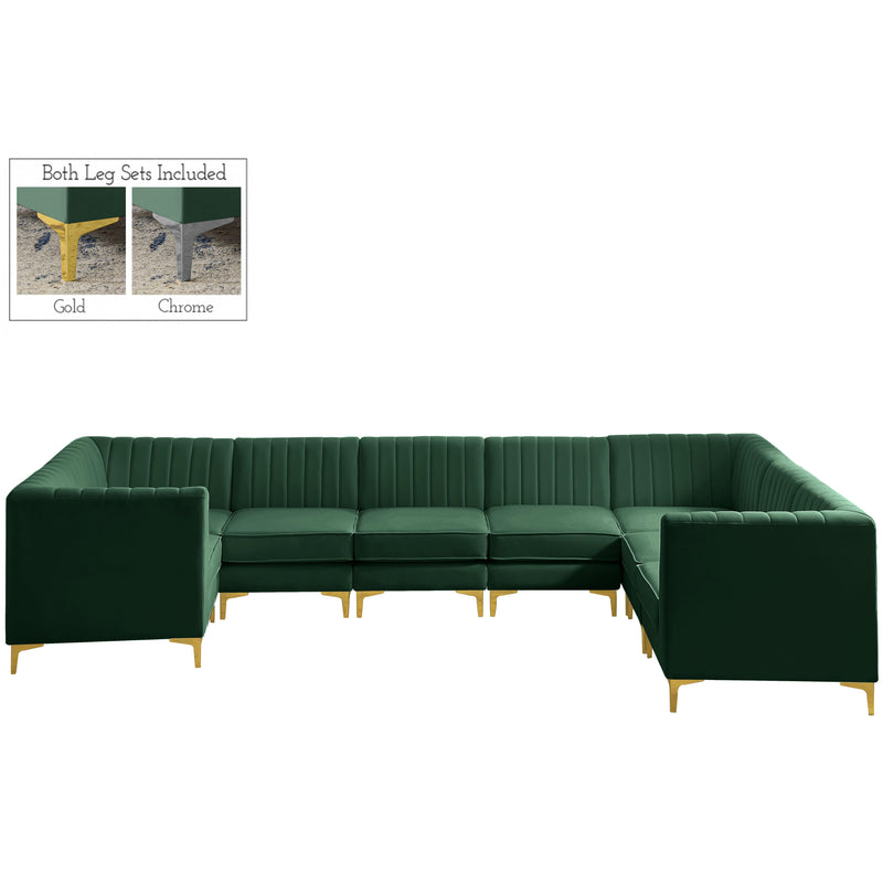 Meridian Alina Green Velvet Modular Sectional IMAGE 1