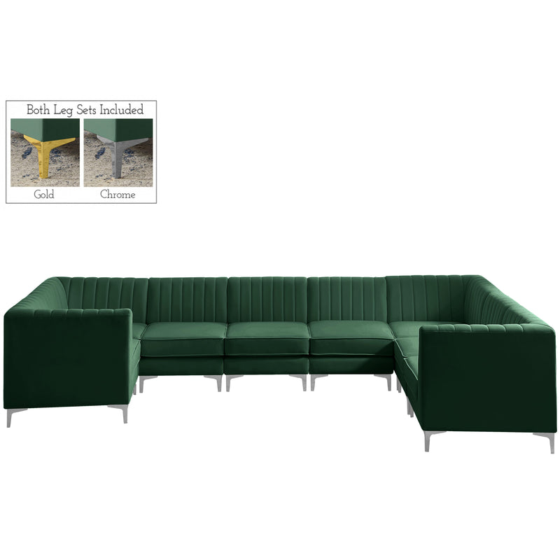 Meridian Alina Green Velvet Modular Sectional IMAGE 2