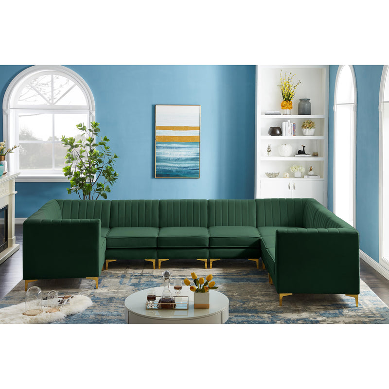 Meridian Alina Green Velvet Modular Sectional IMAGE 3