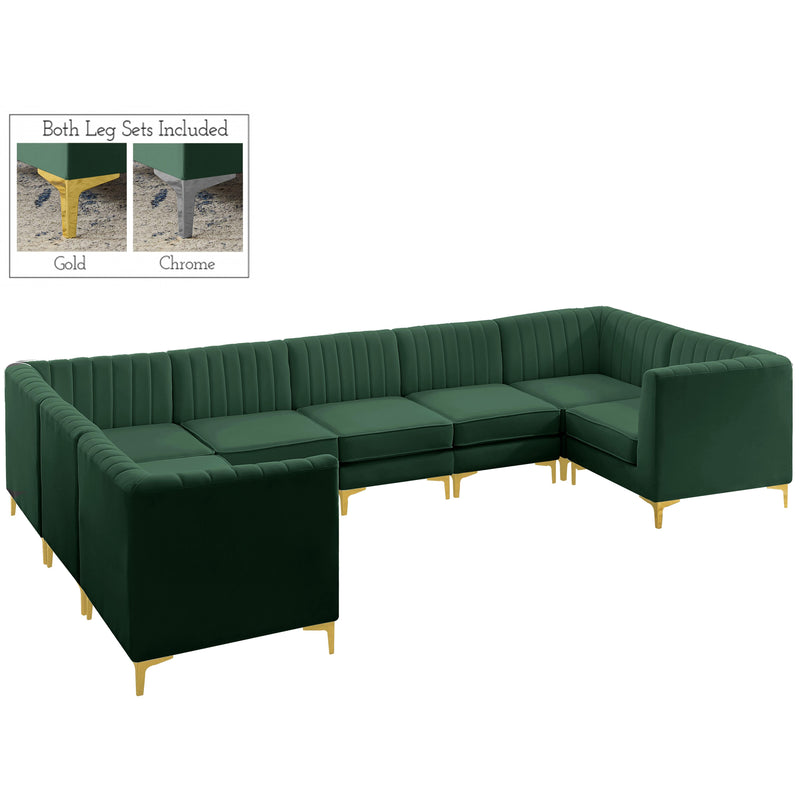 Meridian Alina Green Velvet Modular Sectional IMAGE 5