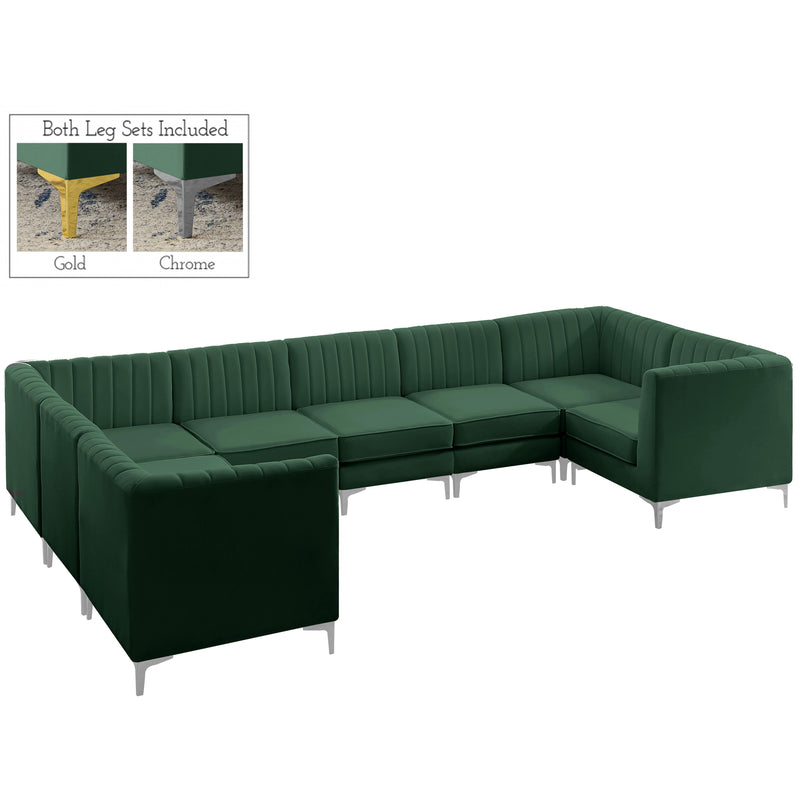 Meridian Alina Green Velvet Modular Sectional IMAGE 6