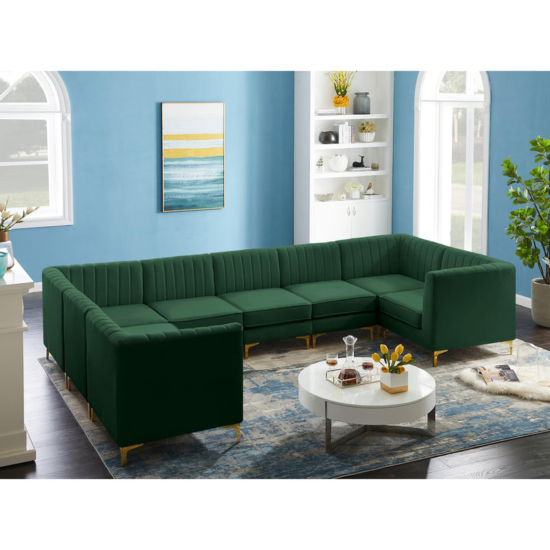 Meridian Alina Green Velvet Modular Sectional IMAGE 7