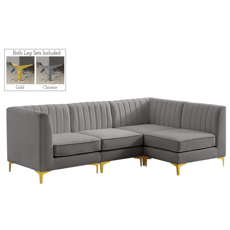 Meridian Alina Grey Velvet Modular Sectional IMAGE 1