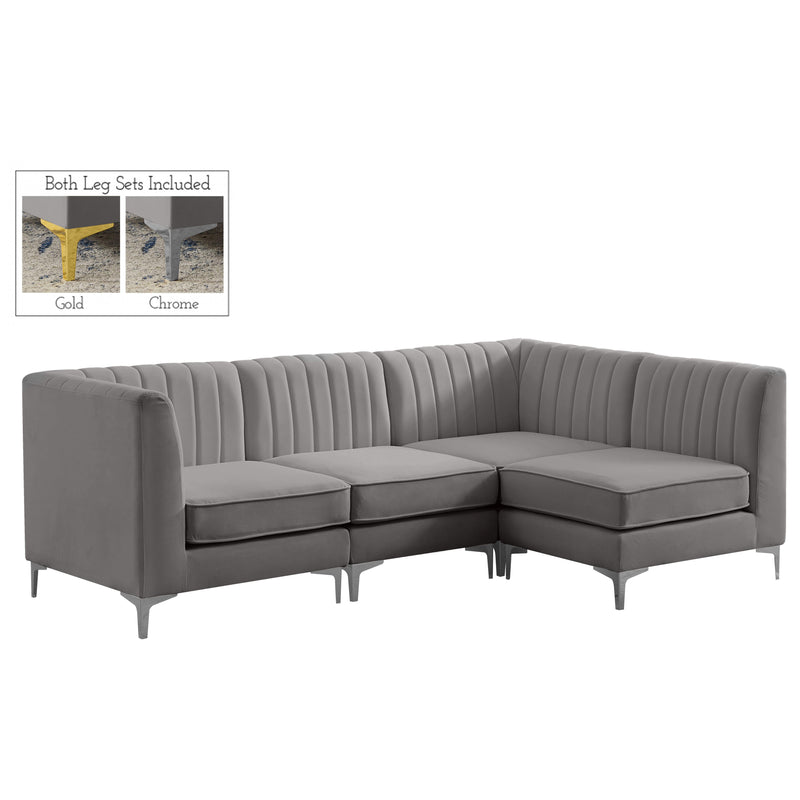 Meridian Alina Grey Velvet Modular Sectional IMAGE 2