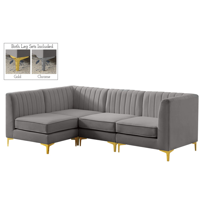 Meridian Alina Grey Velvet Modular Sectional IMAGE 3