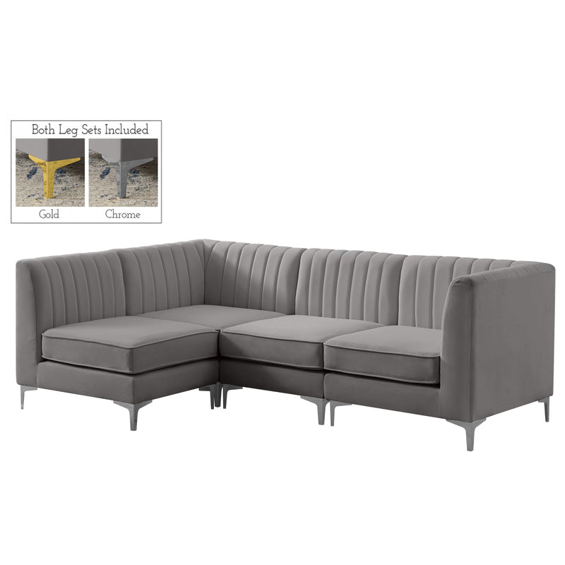 Meridian Alina Grey Velvet Modular Sectional IMAGE 4